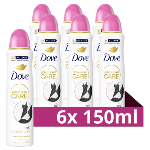 Dove Advanced Care Anti-Transpirant Deodorant Spray - Invisible Care -Voordeelverpakking -  6 x 150 ml