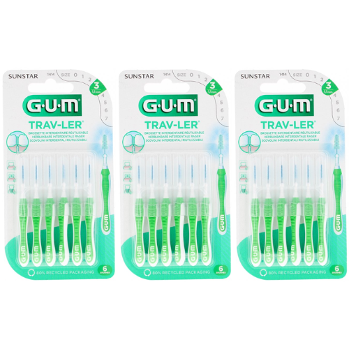 GUM Trav-ler Ragers 1.1mm Groen - ISO 3 - voordeelverpakking - 3 stuks