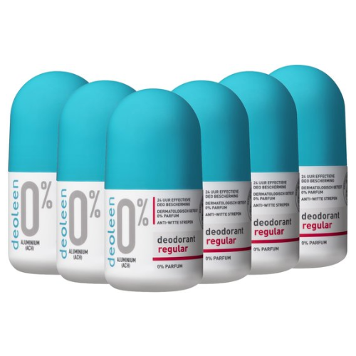 Deoleen 0% aluminium - Roller Regular - Deodorant - voordeelverpakking - 6 x 50 ml