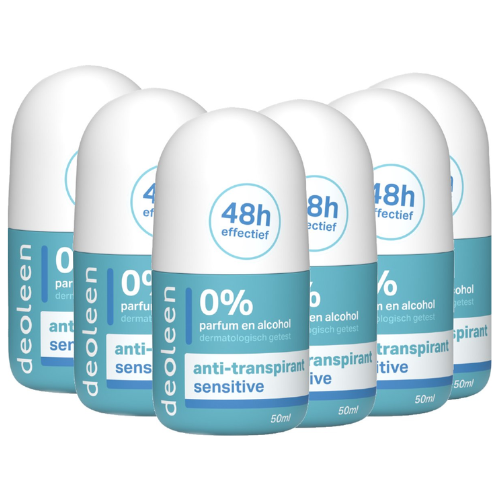 Deoleen Anti-transpirant - Roller Sensitive - Deodorant -voordeelverpakking - 6 x  50 ml