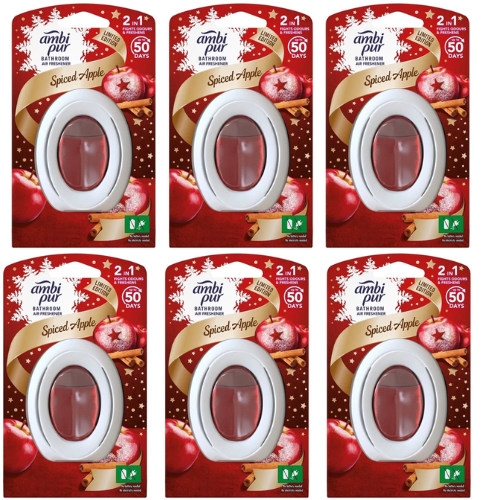 Ambi Pur Spiced Apple Badkamer Luchtverfrisser - 50 dagen frisheid - voordeelverpakking - 6 x 7.5ml