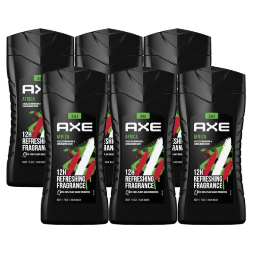 AXE 3-in-1 Douchegel - Africa Voordeelverpakking - 6 x 250 ml -