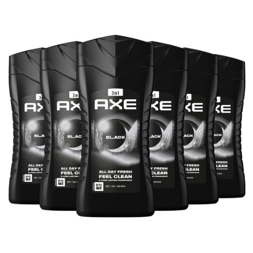 AXE 3-in-1 Douchegel  Voordeelverpakking- Black - 6 x 250 ml -