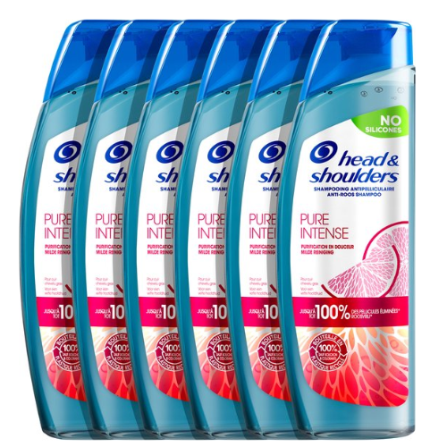 Head & Shoulders Pure Intense Milde Reiniging - Anti-roos Shampoo - Voordeelverpakking 6 x 400 ml