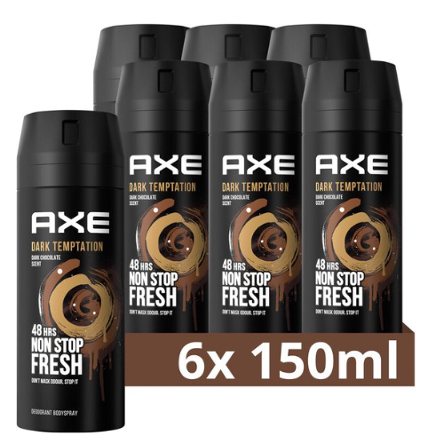 AXE Deodorant Bodyspray - Dark Temptation - 6 x 150 ml - Voordeelverpakking