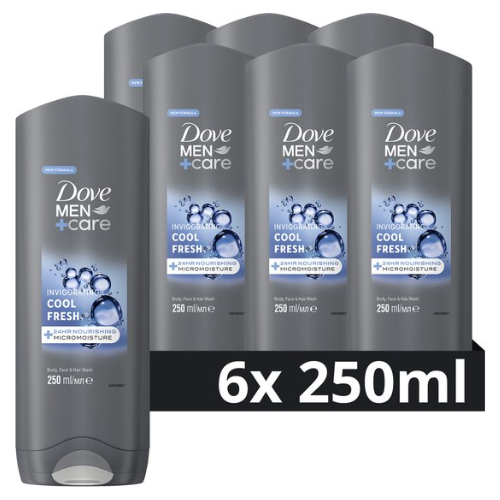 Dove Men+Care Cool Fresh 3-in-1 Douchegel - 6 x 250 ml - Voordeelverpakking