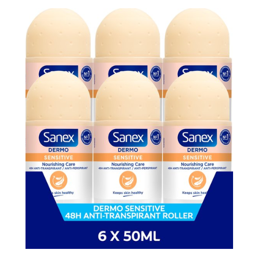 Sanex Dermo Sensitive Deodorant Anti-Transpirant Roller 6 x 50ml - Voordeelverpakking