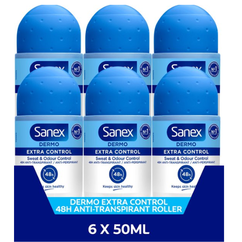 Sanex Dermo Extra Control 48h Anti-transpirant Roller - Voordeelverpakking - 6 x 50ml