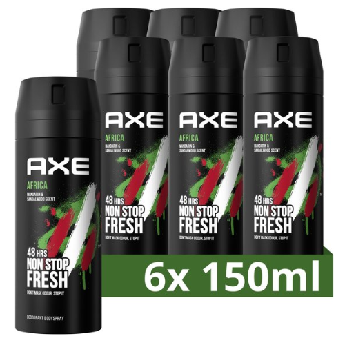 AXE Africa Deodorant Bodyspray - Voordeelverpakking - 6 x 150 ml