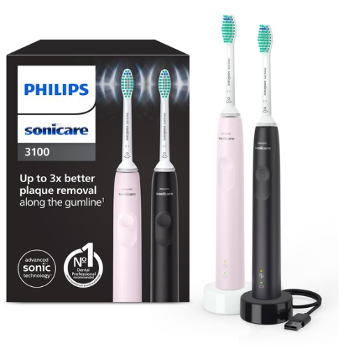 Philips Sonicare Series 3100 - Elektrische tandenborstel - Zwart & Roze - Duopack - HX3675/15