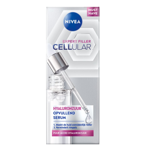 NIVEA Cellular Hyaluronzuur Serum Gezicht - Gezichtsserum met Puur Hyaluron - Rimpelvullend en Hydraterend - Skincare met Hyaluronic Acid - 30ml