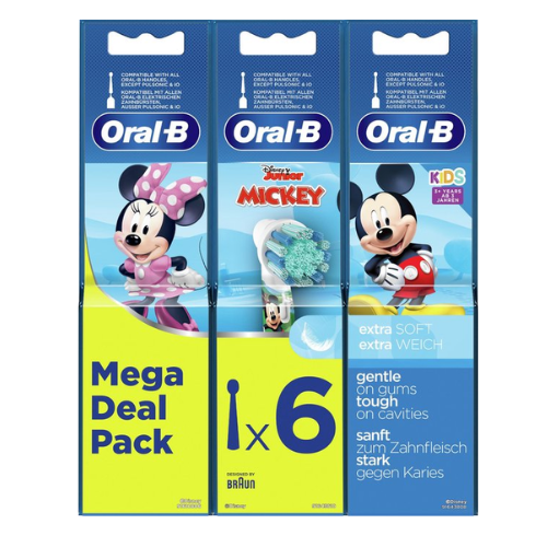 Oral-B Kids Mickey Opzetborstels Voor Elektrische Tandenborstel, 6 Opzetborstels