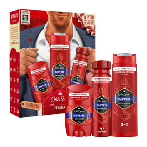 Old Spice Captain Geschenkset - Deo Stick 50ml + Deodorant 150ml + Douchegel 3in1 250ml