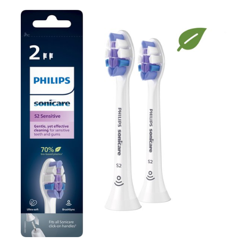 Philips Sonicare Optimal Sensitive - Opzetborstels voor Elektrische Tandenborstel - Wit - Verpakking van 2 - HX6052/10