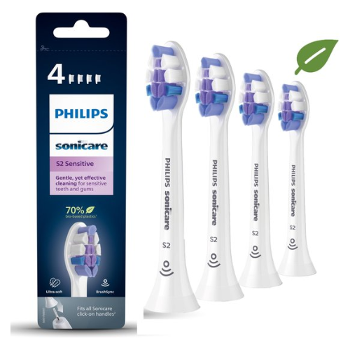 Philips Sonicare Optimal Sensitive - Opzetborstels voor Elektrische Tandenborstel - Wit - Verpakking van 4 - HX6054/10 - Gevoelige tanden