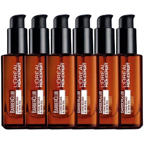 L'Oréal Paris Men Expert BarberClub Beard Oil - For Long Beard and Skin - 6 x 30 ml - Multipack