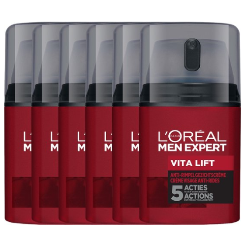 L'Oréal Paris Men Expert Vita Lift Moisturizing Face Cream - 6 x 50 ml - Value Pack - Anti-wrinkle