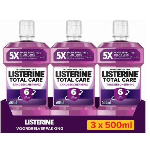 LISTERINE Mouthwash Total Care Dental Protection - mouthwash - complete protection for strong teeth - 3 x 500 ml