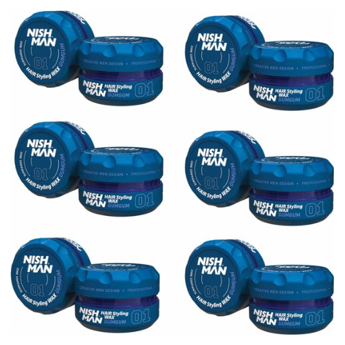 Nishman Hair wax Styling Gumgum 01 Hair wax - Blue 6 pieces