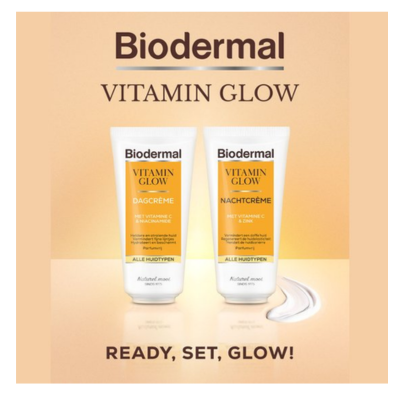 Biodermal Vitamin Glow Nachtcrème met vitamine C en zink - Gezichtsverzorging - 50 ml