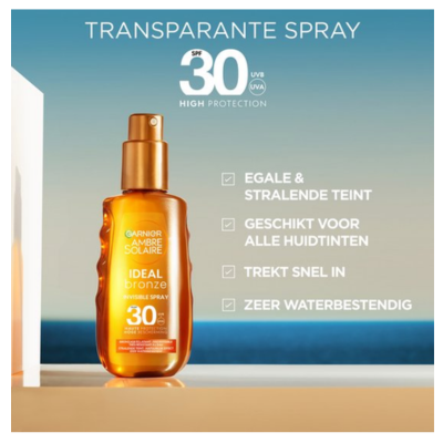 Ambre Solaire Ideal Bronze invisible spray SPF 30 150 ML