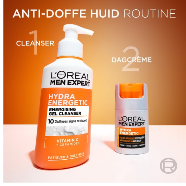 L'Oréal Paris Men Expert Hydra Energetic Energising Gel Cleanser - voor de doffe vermoeide huid - met Vitamine C* & Ceramiden - 3x 260ml