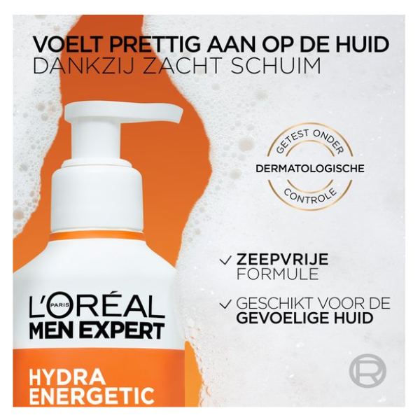 L'Oréal Paris Men Expert Hydra Energetic Energising Gel Cleanser - voor de doffe vermoeide huid - met Vitamine C* & Ceramiden - 3x 260ml