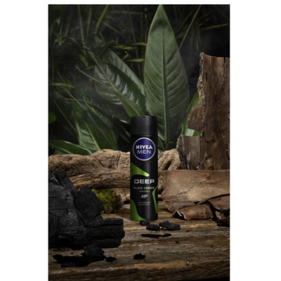 NIVEA MEN Deep Amazonia Deodorant Spray - 48 uur bescherming - Met black carbon - Antibacterieel - Amazonia-geur - 6 x 150ml - Voordeelverpakking