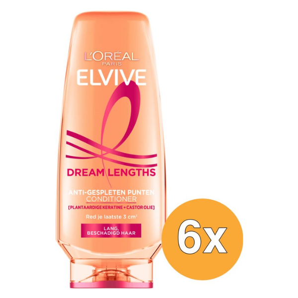 L'Oréal Paris Elvive Dream Lengths Conditioner - Voor lang, beschadigd haar - Herstellende conditioner - 6x200ml