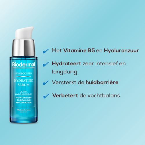 Biodermal Skin Booster Hydrating serum – Ultra hydrating, Hydrates very intensively and long-lasting with hyaluronic acid and Vitamin B - Hyaluronic acid serum 30ml