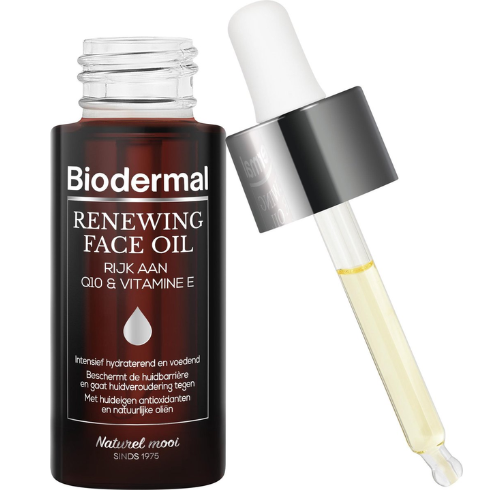 Biodermal facial oil - Renewing Face Oil with powerful skin-specific antioxidants Q10 - Perfect to mix with day cream - Anti-aging Oil - 30ml