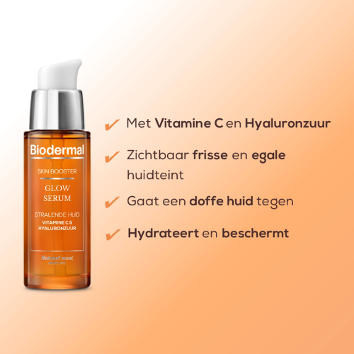 Biodermal Skin Booster Glow serum – Serum for a radiant skin with hyaluronic acid and Vitamin C - Hyaluronic acid serum 30ml