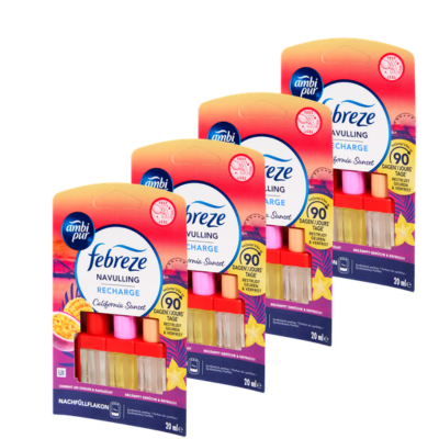 Ambi Pur Febreze elektrische luchtverfrisser navulling California Sunset - voordeelverpakking 4x 20ml