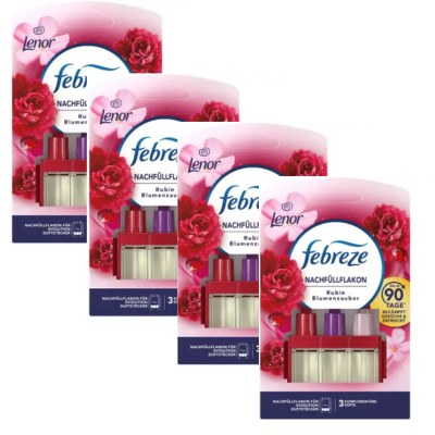 Ambi Pur Febreze 3 Volution Navulling Robijnrode Bloemenmagie - voordeelverpakking 4 x20ml