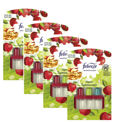 Ambi pur Febreze 3volution elektrische luchtverfrisser navulling - Alpine Apple Strudel - voordeelverpakking 4 x20 ml