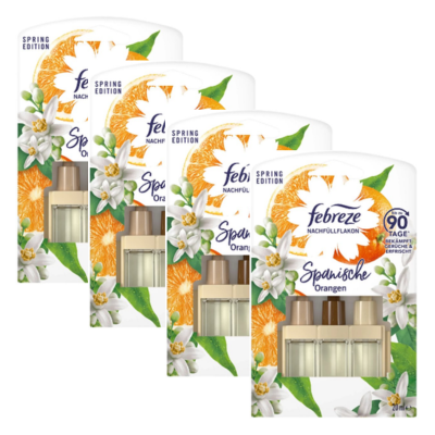 Ambi pur Febreze Spaanse Sinaasappel Luchtverfrisser Navulling - Lentegeur Luchtverfrisser -  Limited Edition - voordeelverpakking 4 x20ml