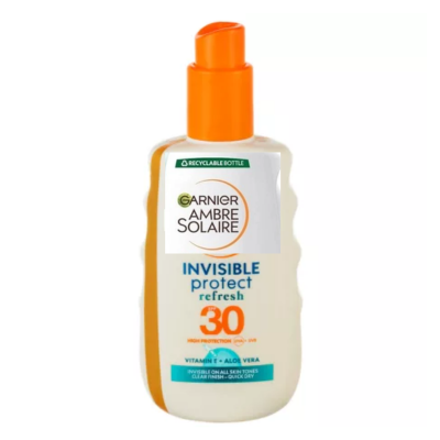 Garnier Ambre Solaire Invisible Protect Refresh Transparente Zonnebrandspray SPF 30 - Aloë Vera & Vitamine E - 200ml