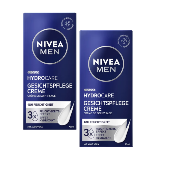 NIVEA MEN Protect & Care Hydraterende Gezichtscrème - Normale en droge huid - Gezichtscreme Mannen - 2 x 75 ml