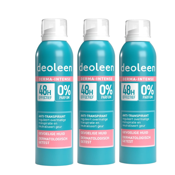 Deoleen Derma Intense 48 uur - Anti-transpirant spray -Deodorant - 3x  150 ml