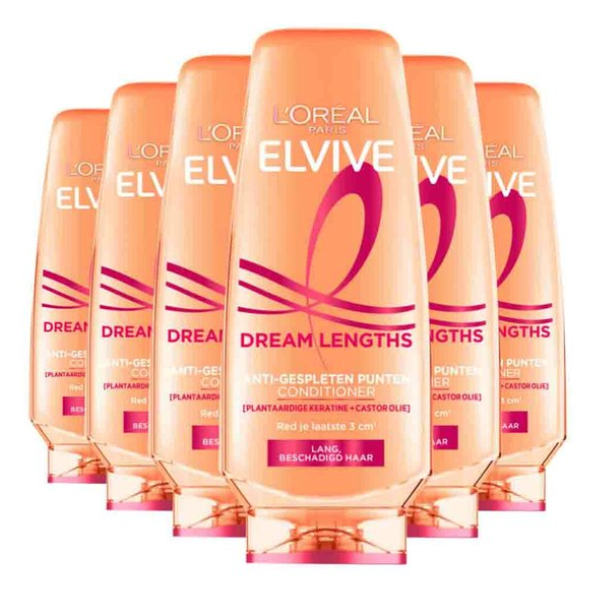 L'Oréal Paris Elvive Dream Lengths Conditioner - Voor lang, beschadigd haar - Herstellende conditioner - 6x200ml