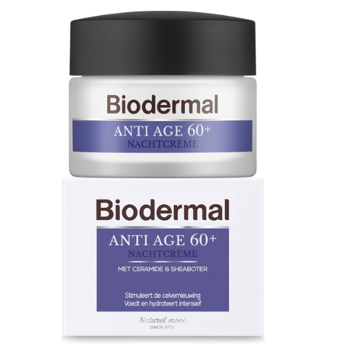 Biodermal Anti Age night cream 60+ - Night cream with niacinamide &amp; shea butter - Nourishes and hydrates intensively - Anti-wrinkle night cream for women - 50ml