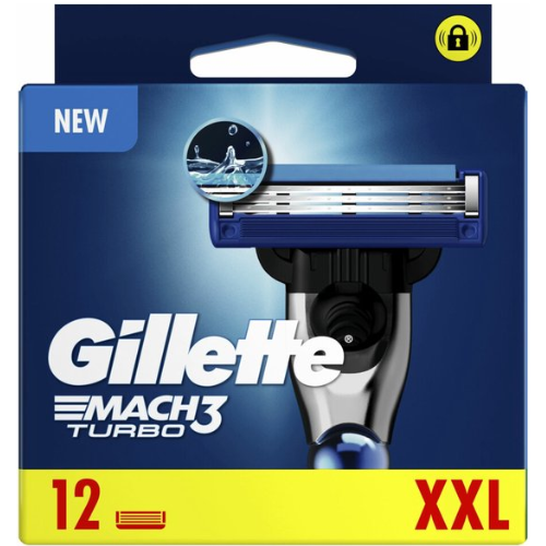 Gillette Mach 3 Turbo Razor Blades - For Men - Pack of 12