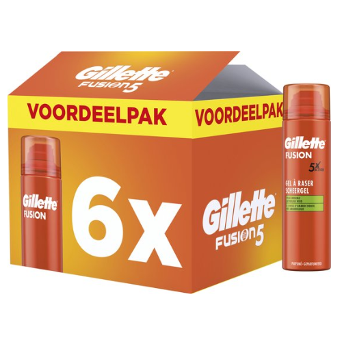 Gillette Fusion Shaving Gel - With Almond Oil - For Sensitive Skin - Value Pack 6 x 200ml